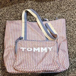 Tommy Hilfiger Red and Blue Patterned Tote